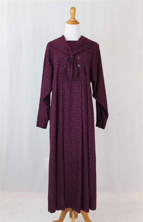 Vintage Laura Ashley Edwardian Mulberry Wool Blend Flannel Sailor Dress
