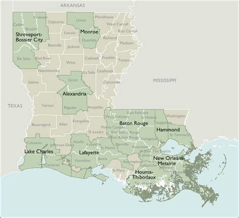 Metro Area Zip Code Maps Of Louisiana