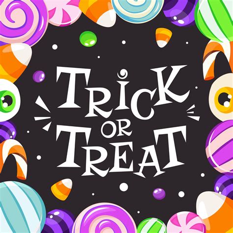 Trick Or Treat Halloween Sweets And Candies 3494901 Vector Art At Vecteezy