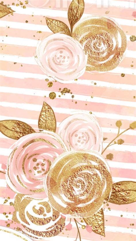 Gold And Pink Roses Wallpaper Pattern Gold Wallpaper Iphone Rose