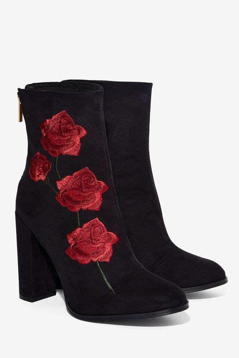 De Dgal Embroided Roses On Suede Boots Clothes Black Suede