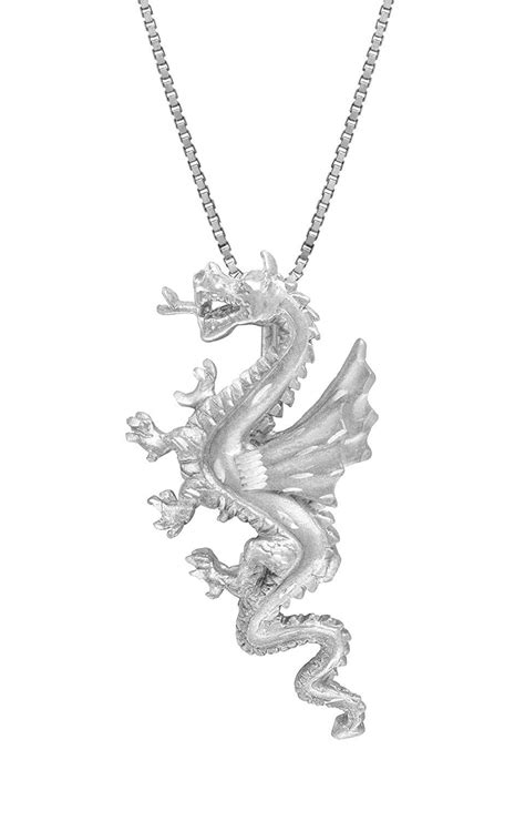 Sterling Silver Dragon Necklace Pendant With 18 Box Chain Sincerely