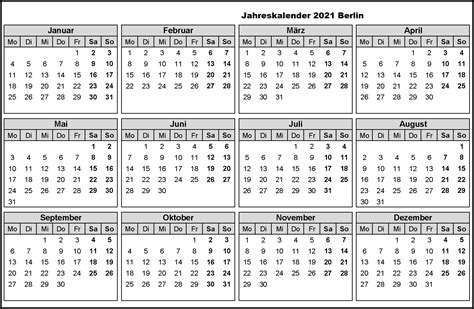 Kostenlos Jahreskalender 2021 Berlin Zum Ausdrucken The Beste Kalender
