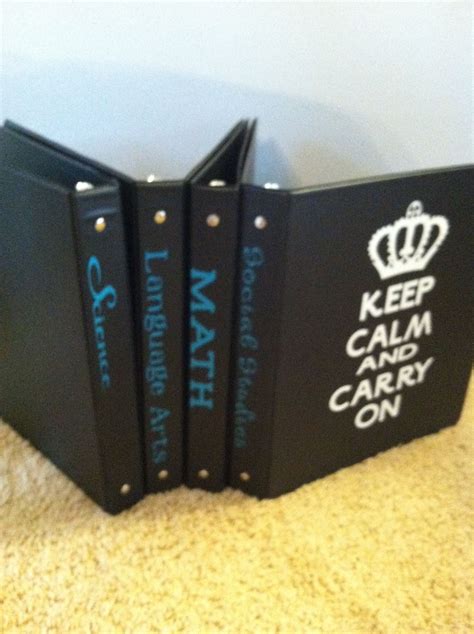 Plain Black Dollar Store Binders Decorated With Vinyl For School
