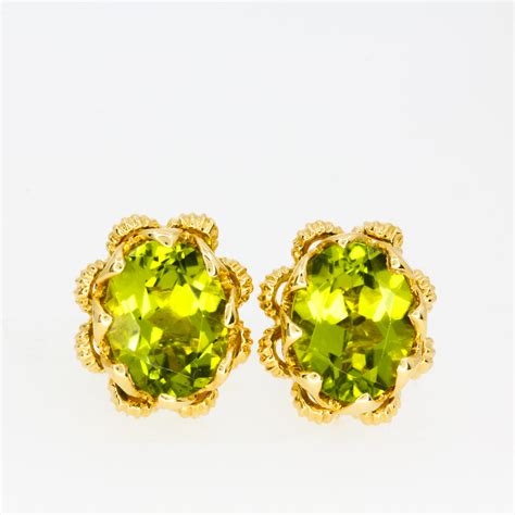 Ct Yellow Gold Peridot Earrings Allgem Jewellers