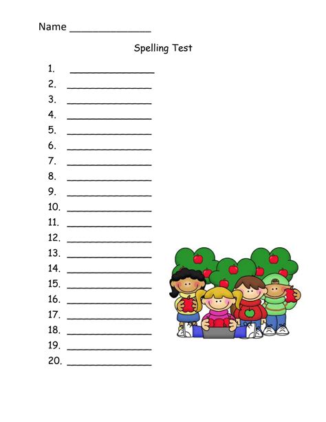 Spelling Test For 1st Graders