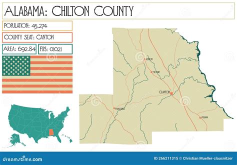 Map Of Chilton County In Alabama Usa Stock Vector Illustration Of