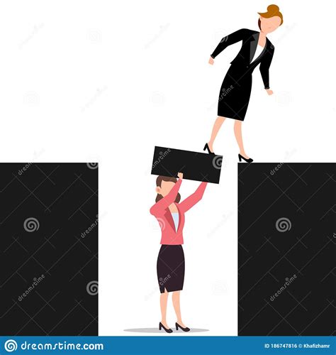 Cartoon Character Illustration Of Business Friend Helping Each Other