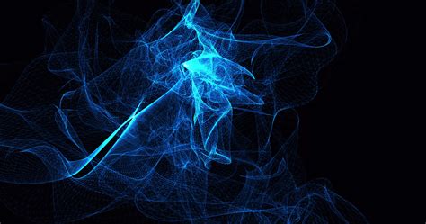 Abstract Background With Blue Beautiful Smoke From Waves And Lines