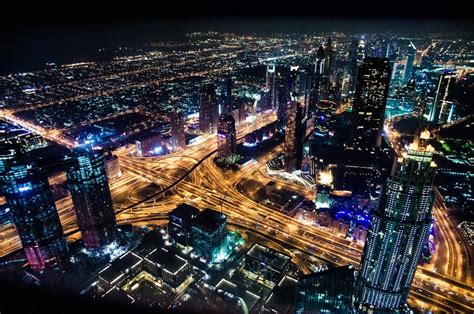 Aerial View Of City Lit Up At Night · Free Stock Photo
