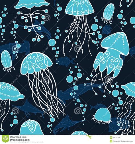 Pattern With Marine Life Stock Vector Illustration Of
