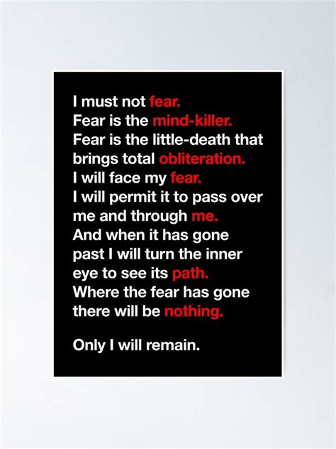 Dune Litany Against Fear Poster For Sale By Joeljochim Redbubble