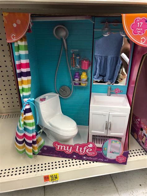My Life Playset Bathroom Shower And Curtain Sink In Cabinet And Toilet American Girl