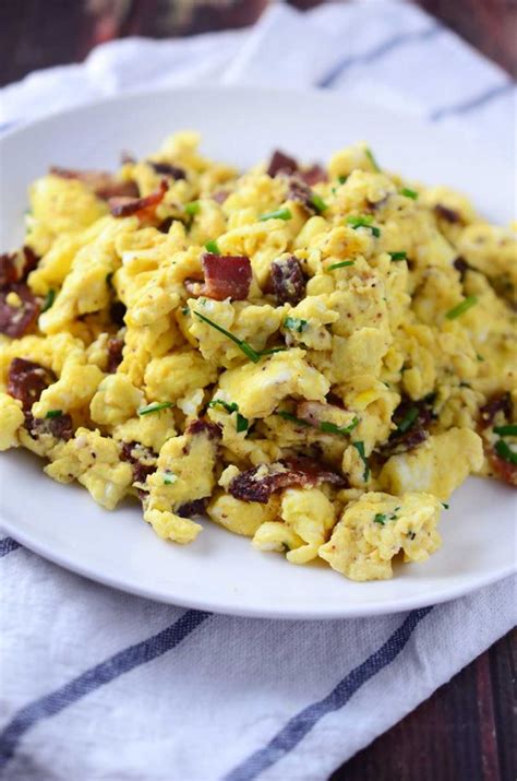Scrambled Eggs With Pepper Bacon And Chives Lifes Ambrosia
