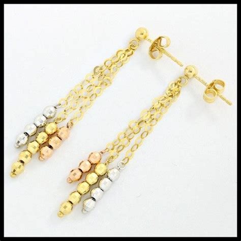 10k Tri Color Gold Dangle Earrings Property Room