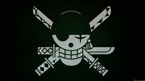 cráneo de zoro de una pieza fondo de pantalla de bandera pirata