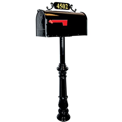 Standard Mailbox And Post System Black Rust Resistant Mailbox Includes Address Plaque