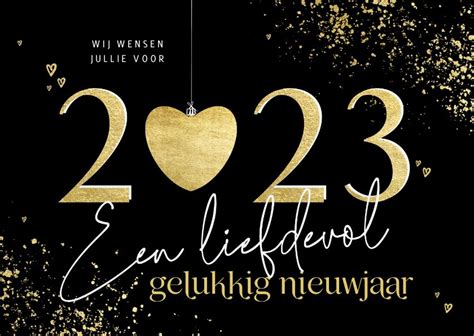 Nieuwjaarskaart Gouden 2023 Met Hart Liefdevol Kaartje2go