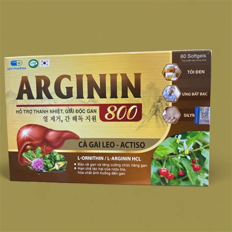 Arginin 800 cà gai leo Actiso hộp 60v hỗ trợ thanh nhiệt giải độc gan