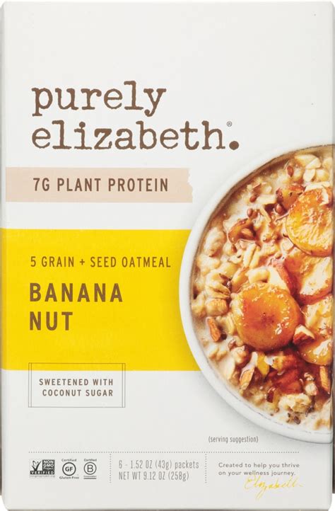 Purely Elizabeth 5 Grain Seed Oatmeal Banana Nut 6 Packets Vitacost