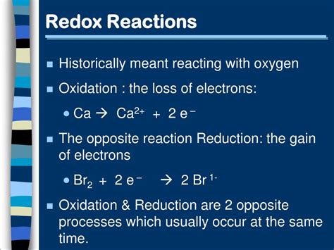 Oxidation And Reduction Introduction To Redox Reactions
