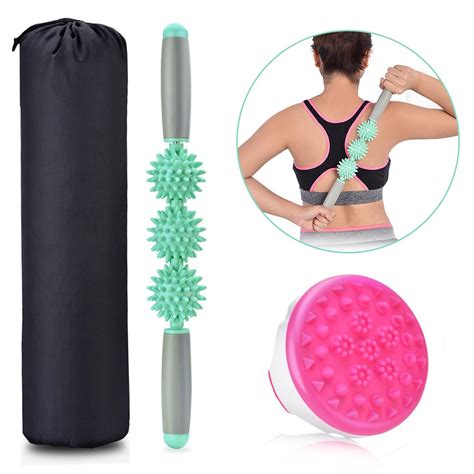 The Stick Roller Massager Silicone Massage Roller Stick And Massage Brush Kit Include Package Bag
