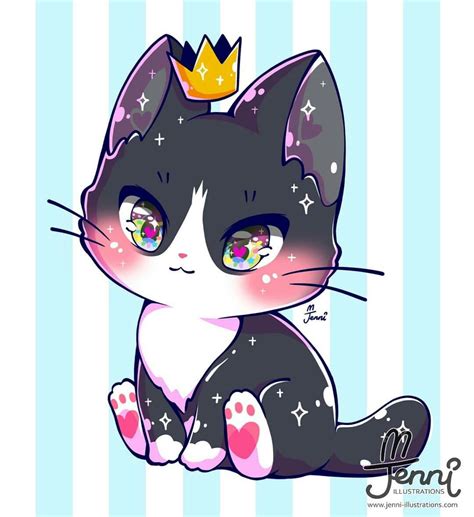 Cute Cat With A Crown Drawing