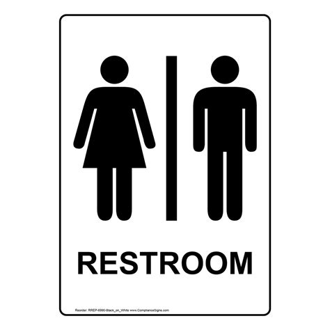 Black On White Unisex Restroom Sign 6 Vertical Sizes Us Made
