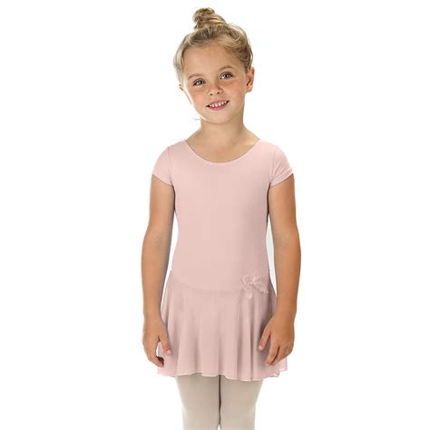 Elowel Girls Leotard Toddlers Short Sleeve Skirted Dress For Gymnastics