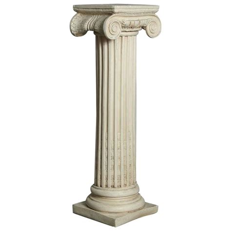 Greek Style Plaster Pedestal Or Column With Chapiteau In Ionic Order At