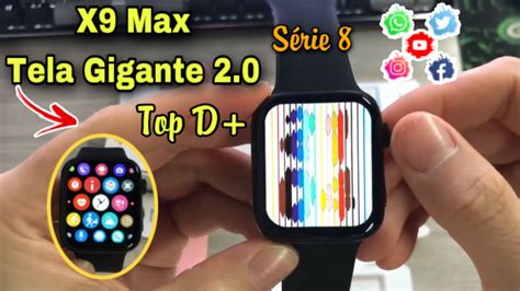 Smartwatch X9 Max 20 Tela Gigante Lançamento Série 8 Carregador Por