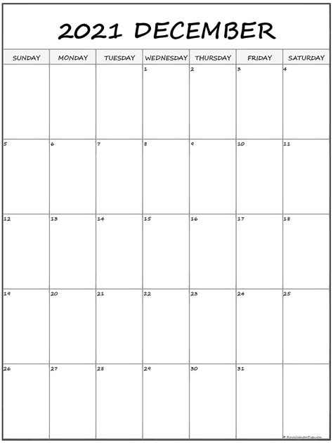 Twelve months of cute 2021 printable calendar templates. December 2021 Vertical Calendar | Portrait