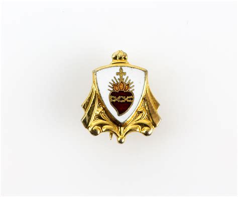 Vintage Brass Enamel Sacred Heart Of Jesus Badge Lapel Pin Etsy