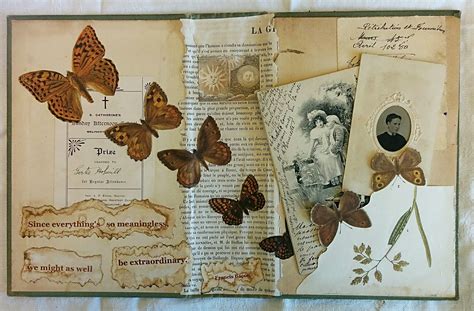 Altered Book Cover Vintage Postcard Butterflies Book And Paper Arts