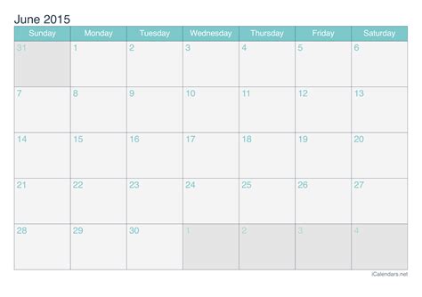 June 2015 Printable Calendar