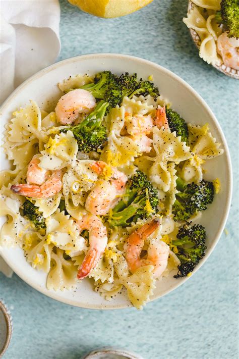 Remove with a slotted spoon and keep warm. Farfalle Pasta with Shrimp, Roasted Broccoli, Lemon and ...