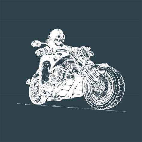 Drawing Of A Skeleton Riding Motorcycle Illustrations Royalty Free
