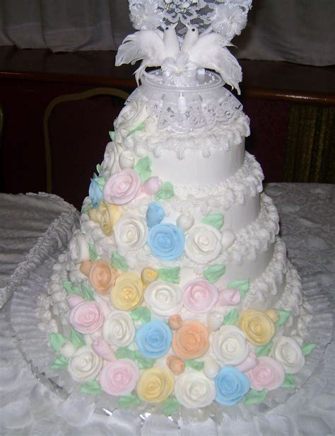 Marilyns Caribbean Cakes Pastel Rose 5 Tiered Wedding Cake