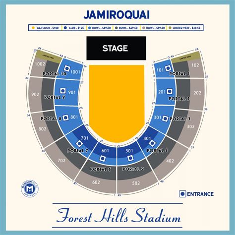 Forest Hills Stadium Ticket Pricing Map Jamiroquai Sept 8th 2018
