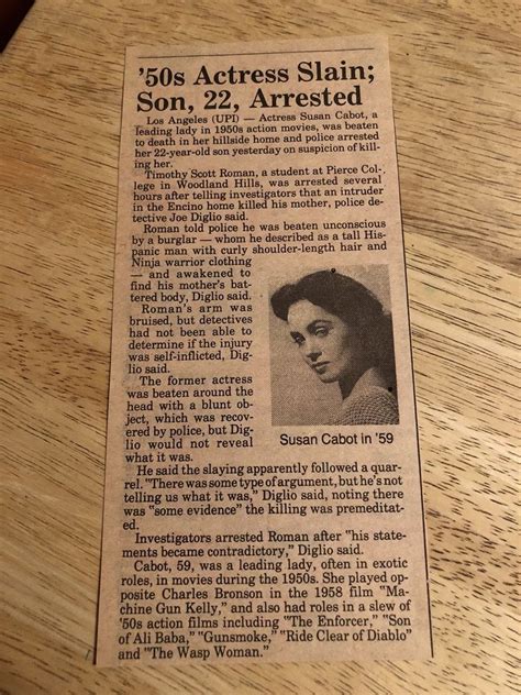 Details About Obituary Susan Cabot 121286 Newspaper Clipping With Images Cabot
