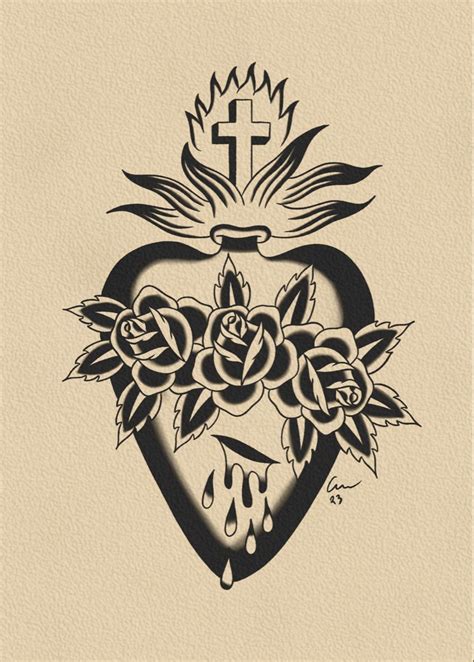 Sacred Heart Traditional Tattoo Flash Sacred Heart Tattoos