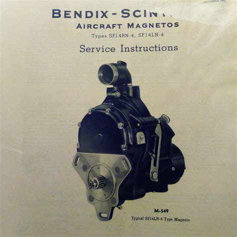 Bendix Scintilla Magnetos Sf14rn 4 And Sf14ln 4 Service Booklet Gs