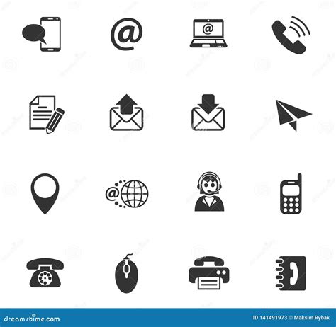 Contact Us Icon Set Stock Vector Illustration Of Cellular 141491973