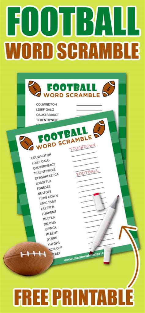Football Word Scramble Printable Made With Happy