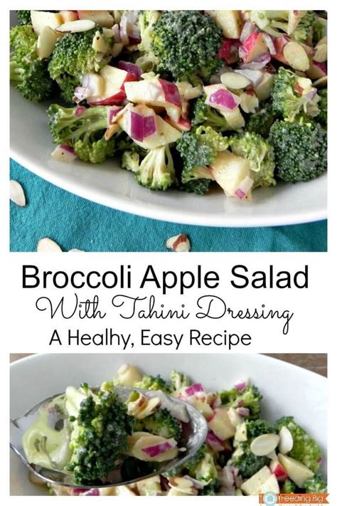 Place broccoli, grapes, almonds, red onion, and dried cranberries in a medium or large mixing bowl. Broccoli Apple Salad with Tahini Dressing | Recipe | Clean ...