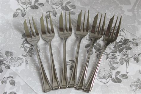 Silver Cake Forks C1940s Vintage Set Of Six In Stainless Etsy Cake
