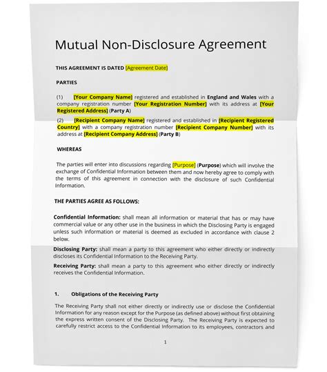 Free Uk Non Disclosure Agreement Nda Template Download Doc2