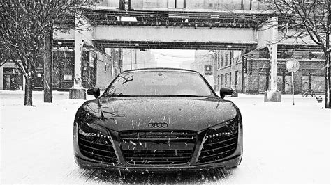 Audi Car Monochrome R8 Snow Hd Wallpaper Wallpaperbetter