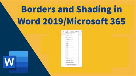 How To Do Borders And Shading In Word 2019 Youtube