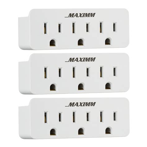 Maximm (3 Pack) 3 Outlet Grounded Wall Tap Adapter, Power Outlet Splitter, Turn One Outlet Into ...